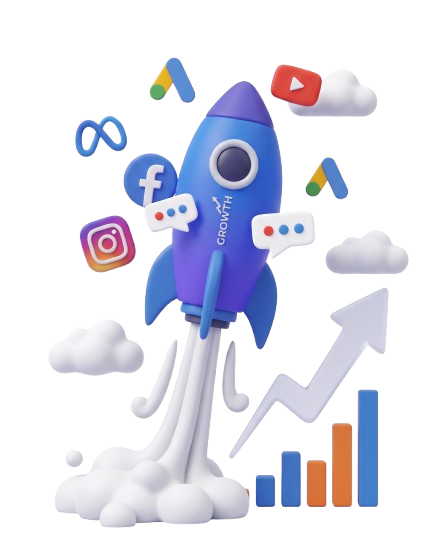Nexora 3D Clay Rocket Business Growth Visual